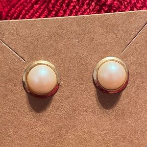 Chic Gold and Cream Button Earrings